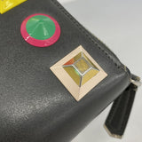 【6fa1192】フェンディ 長財布 レザー グレー シルバー金具【中古】レディース