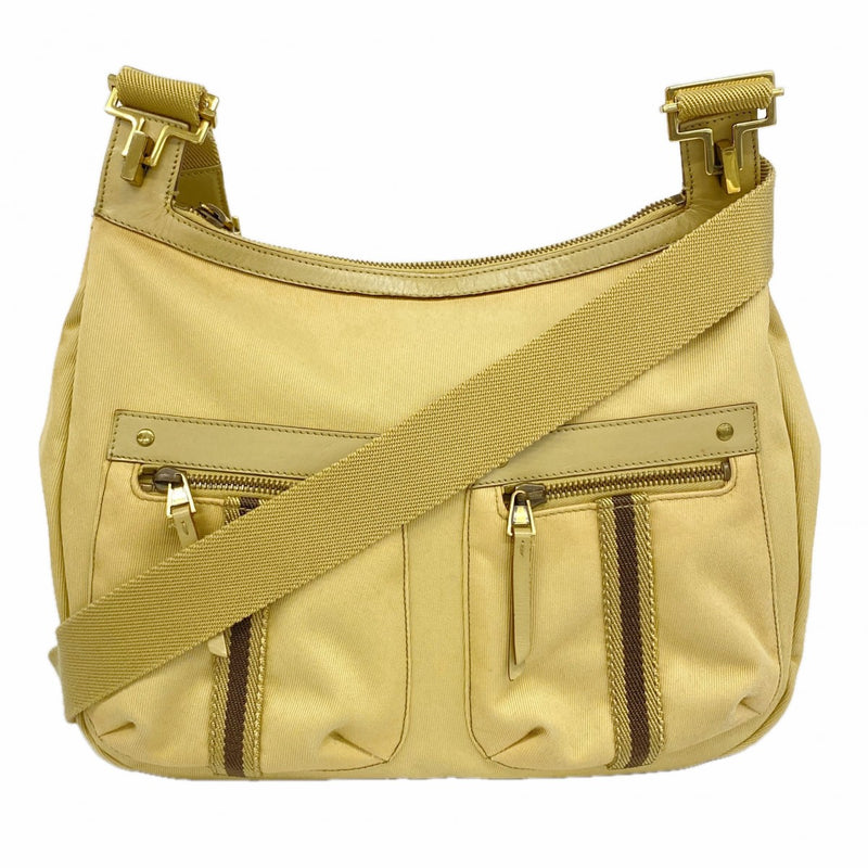 【6fa1194】グッチ ショルダーバッグ 90762 キャンバス ベージュ ゴールド金具【中古】レディース