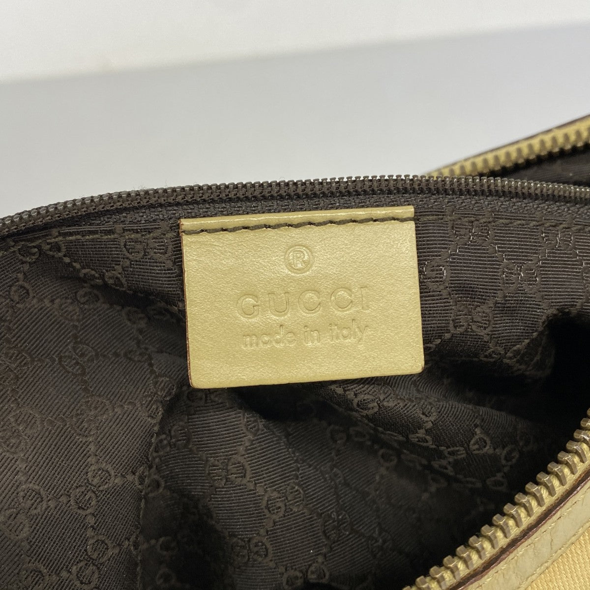 【6fa1194】グッチ ショルダーバッグ 90762 キャンバス ベージュ ゴールド金具【中古】レディース
