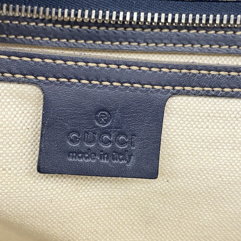 【6fa1196】グッチ トートバッグ GGスプリーム 211137 PVC ネイビー シルバー金具【中古】レディース