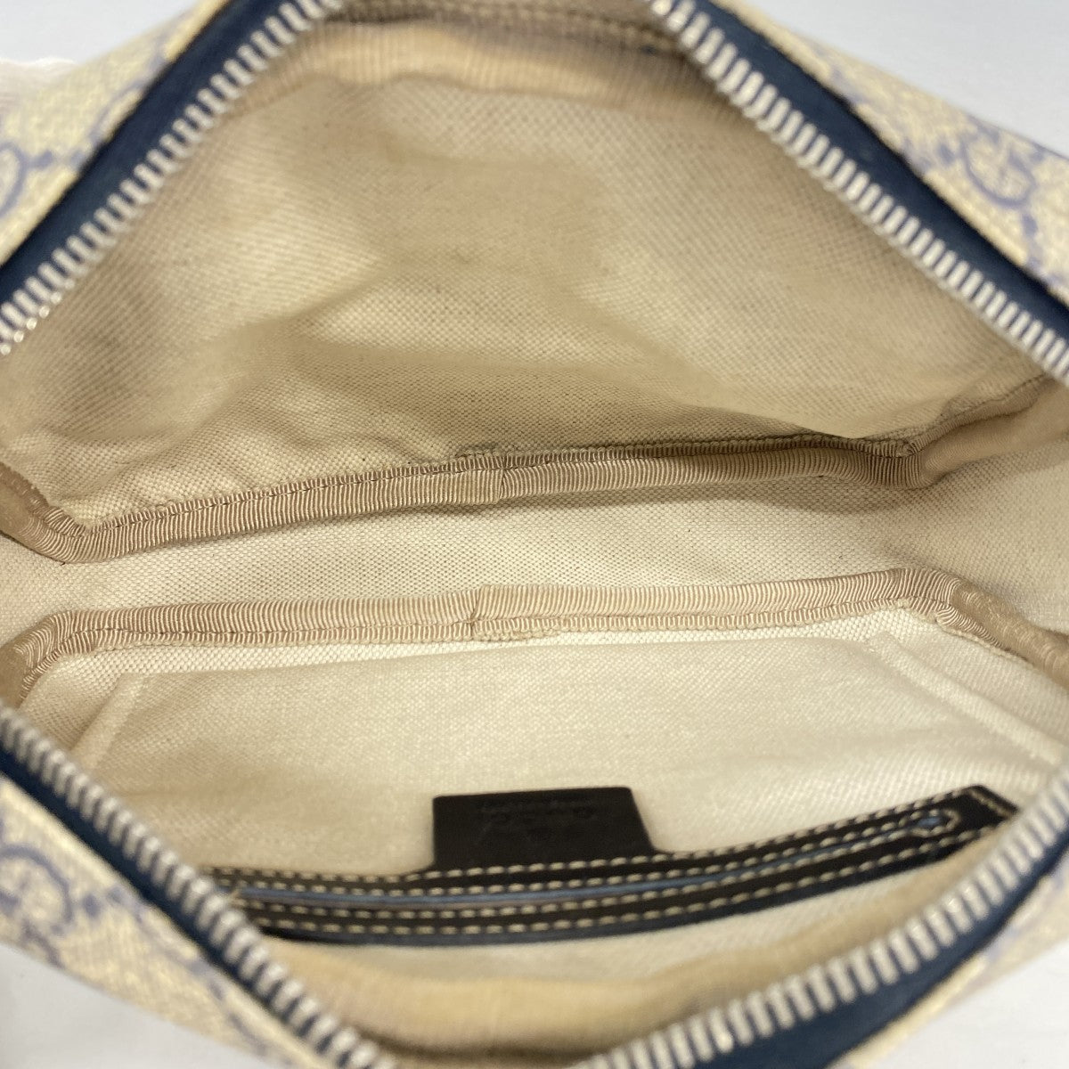 【6fa1197】グッチ ショルダーバッグ GGスプリーム 201447 PVC ネイビー シルバー金具【中古】レディース