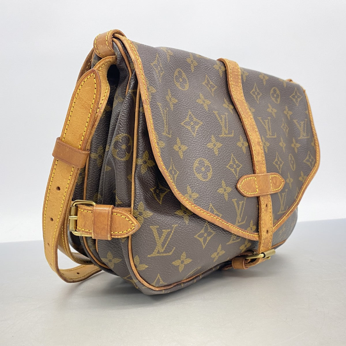 【6fa1198】ルイヴィトン ショルダーバッグ モノグラム ソミュール30 M42256 ブラウン【中古】レディース