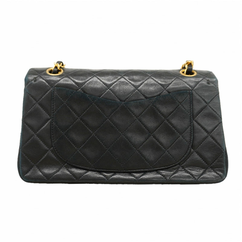 【6fa1209】シャネル ショルダーバッグ マトラッセ Wフラップ Wチェーン ラムスキン ブラック ゴールド金具【中古】レディース