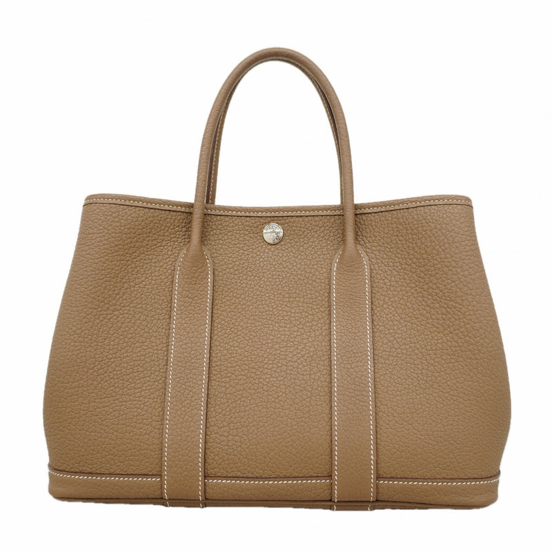 【6fa1218】エルメス トートバッグ ガーデンパーティTPM カントリー エトゥープ シルバー金具 Z刻印【中古】レディース