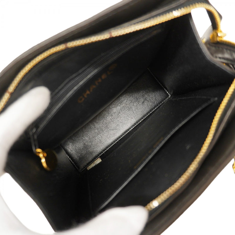 【6fa1221-k】シャネル ハンドバッグ マトラッセ ラムスキン ブラック ゴールド金具【中古】レディース