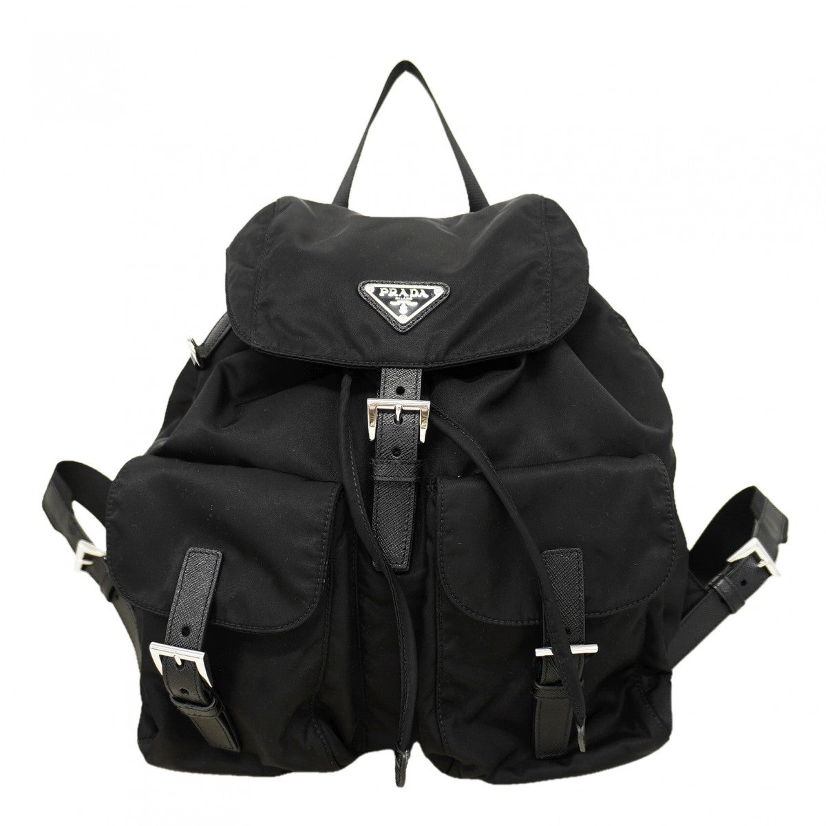 【6fa1222-k】プラダ リュック・デイパック テスート ナイロン ブラック シルバー金具【中古】レディース