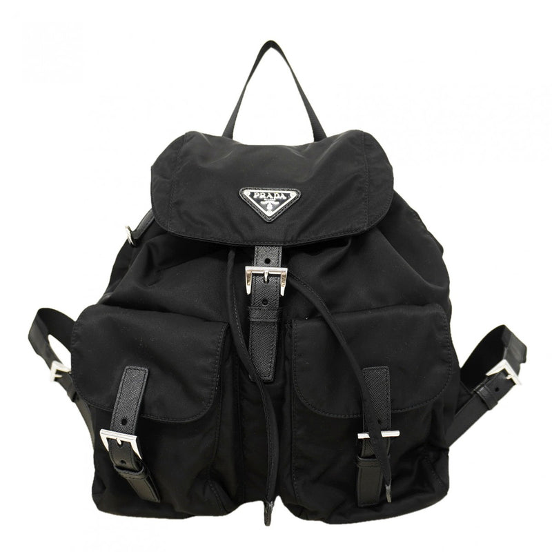 【6fa1222-k】プラダ リュック・デイパック テスート ナイロン ブラック シルバー金具【中古】レディース