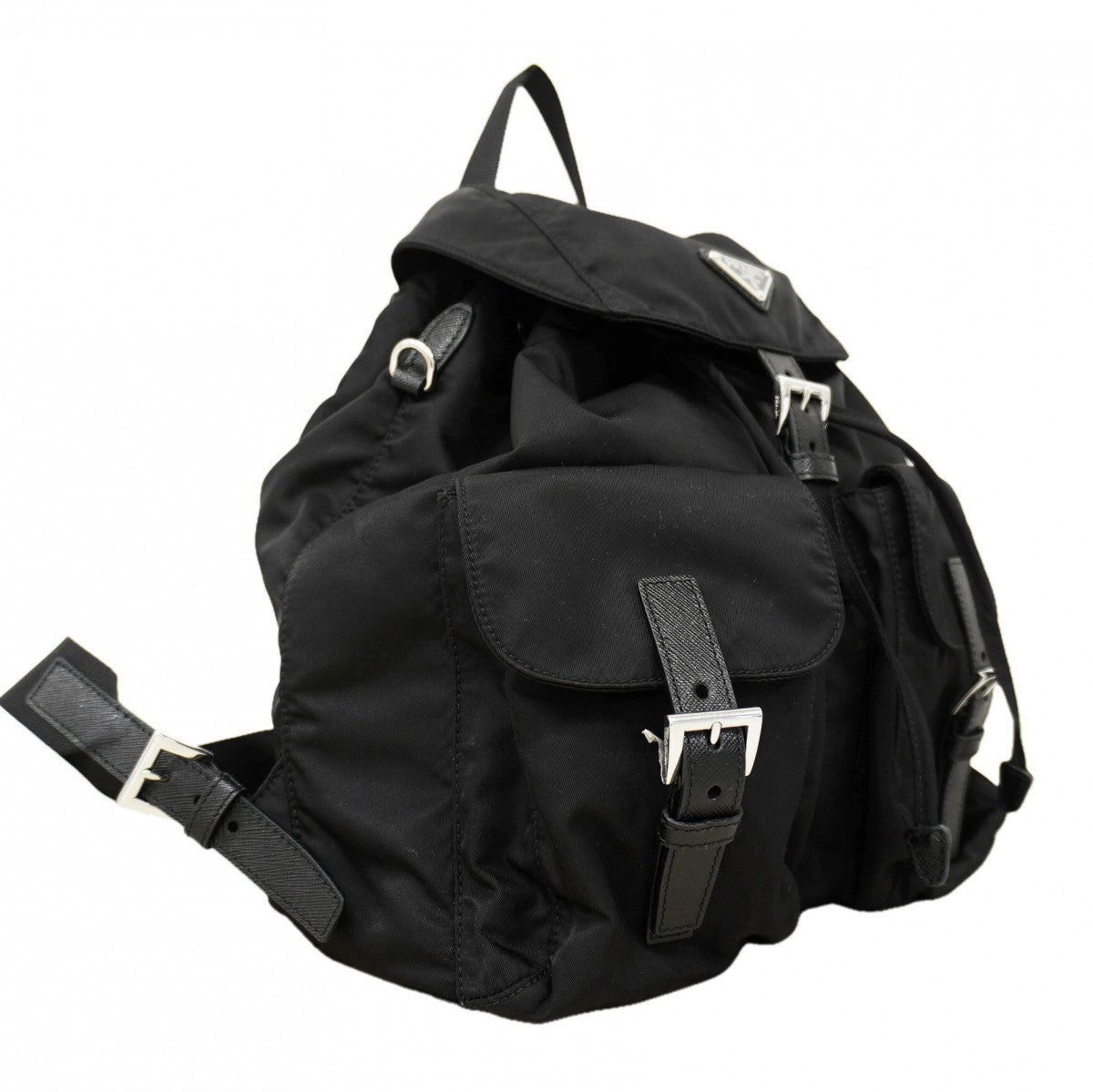 【6fa1222-k】プラダ リュック・デイパック テスート ナイロン ブラック シルバー金具【中古】レディース