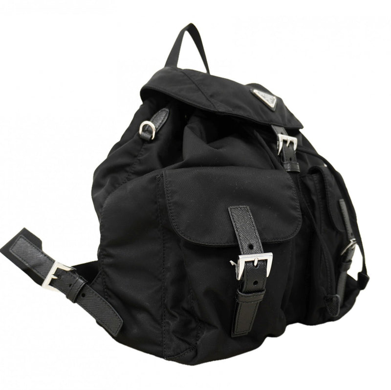 【6fa1222-k】プラダ リュック・デイパック テスート ナイロン ブラック シルバー金具【中古】レディース