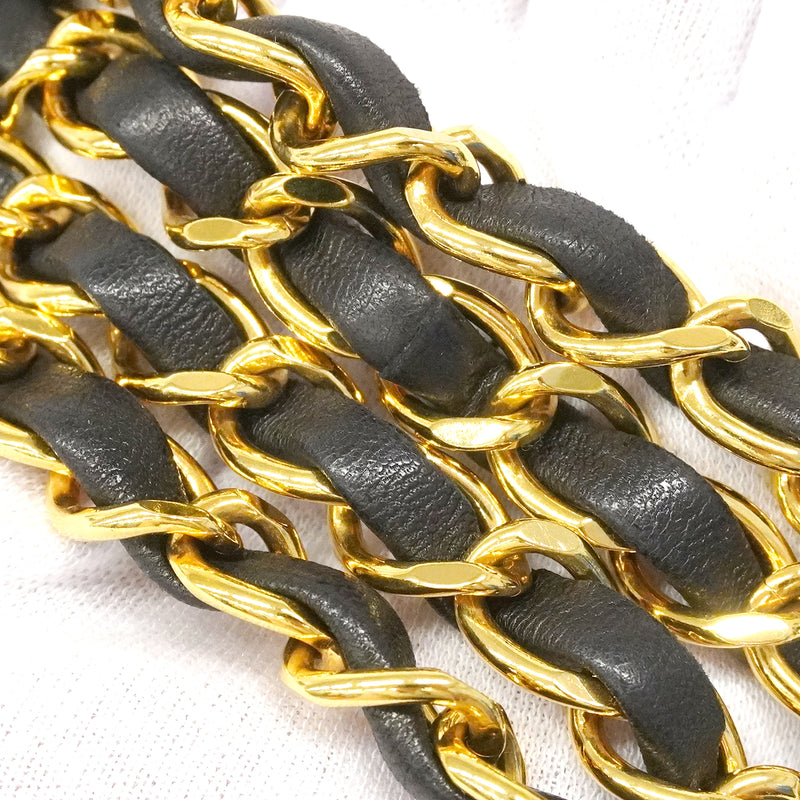 【6fa1228】シャネル ショルダーバッグ ダイアナ チェーンショルダー ラムスキン ブラック ゴールド金具【中古】レディース