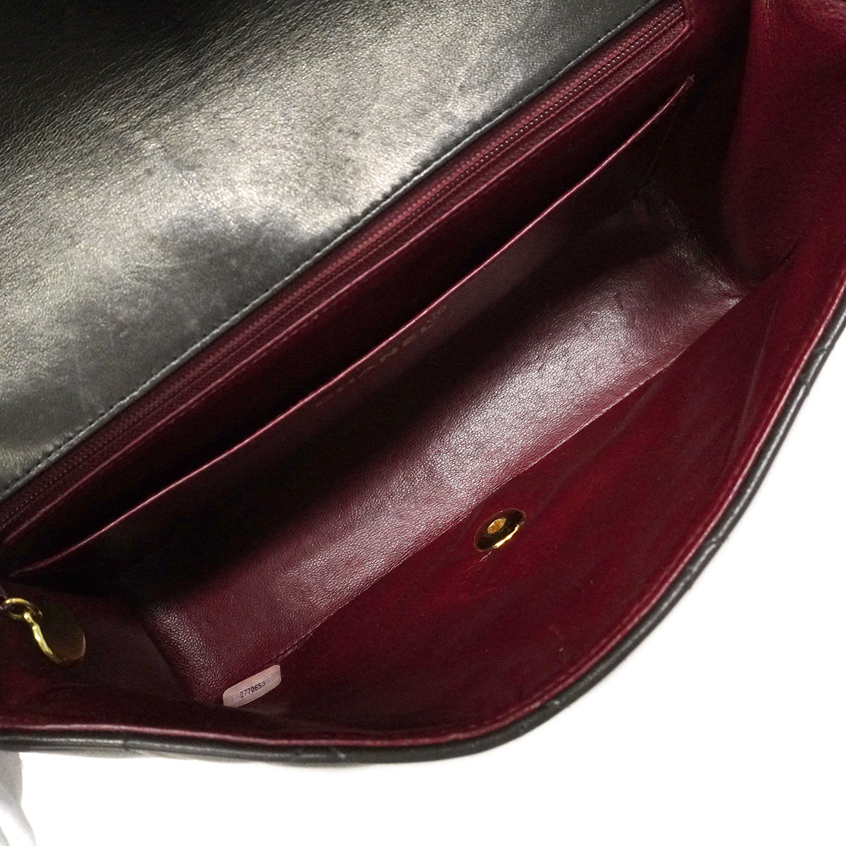 【6fa1228】シャネル ショルダーバッグ ダイアナ チェーンショルダー ラムスキン ブラック ゴールド金具【中古】レディース