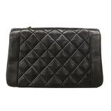 【6fa1228】シャネル ショルダーバッグ ダイアナ チェーンショルダー ラムスキン ブラック ゴールド金具【中古】レディース