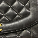 【6fa1228】シャネル ショルダーバッグ ダイアナ チェーンショルダー ラムスキン ブラック ゴールド金具【中古】レディース