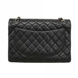 【6fa1229】シャネル ショルダーバッグ デカマトラッセ Wチェーン キャビアスキン ブラック シルバー金具【中古】レディース