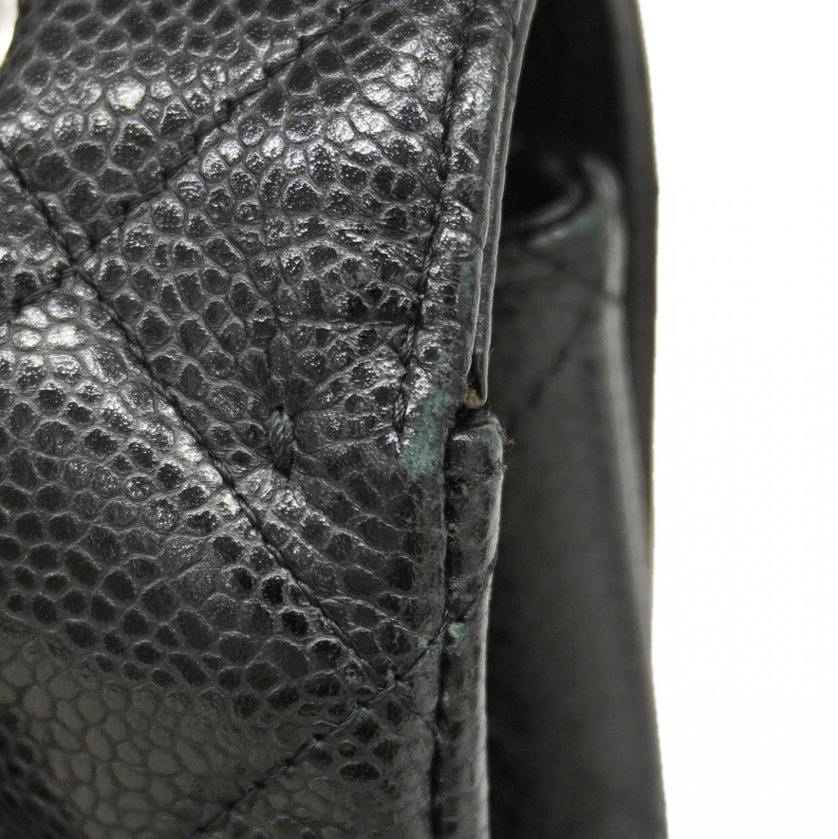 【6fa1229】シャネル ショルダーバッグ デカマトラッセ Wチェーン キャビアスキン ブラック シルバー金具【中古】レディース