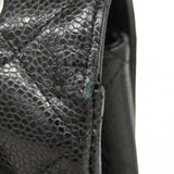【6fa1229】シャネル ショルダーバッグ デカマトラッセ Wチェーン キャビアスキン ブラック シルバー金具【中古】レディース