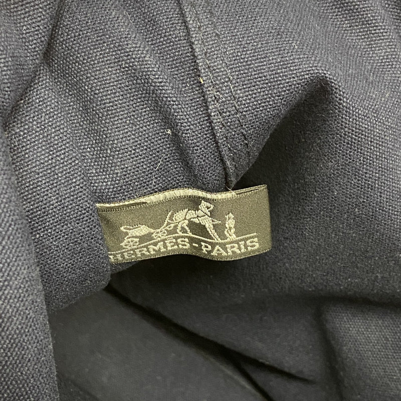 【6fa1231】エルメス トートバッグ ドーヴィルMM キャンバス ネイビー シルバー金具【中古】メンズ レディース ユニセックス
