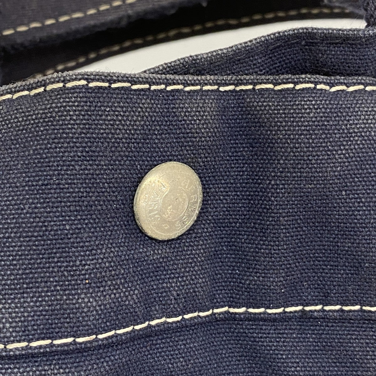 【6fa1231】エルメス トートバッグ ドーヴィルMM キャンバス ネイビー シルバー金具【中古】メンズ レディース ユニセックス
