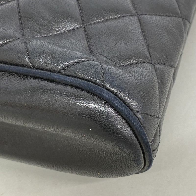 【6fa1233】シャネル ショルダーバッグ マトラッセ チェーンショルダー ラムスキン ブラック ゴールド金具【中古】レディース