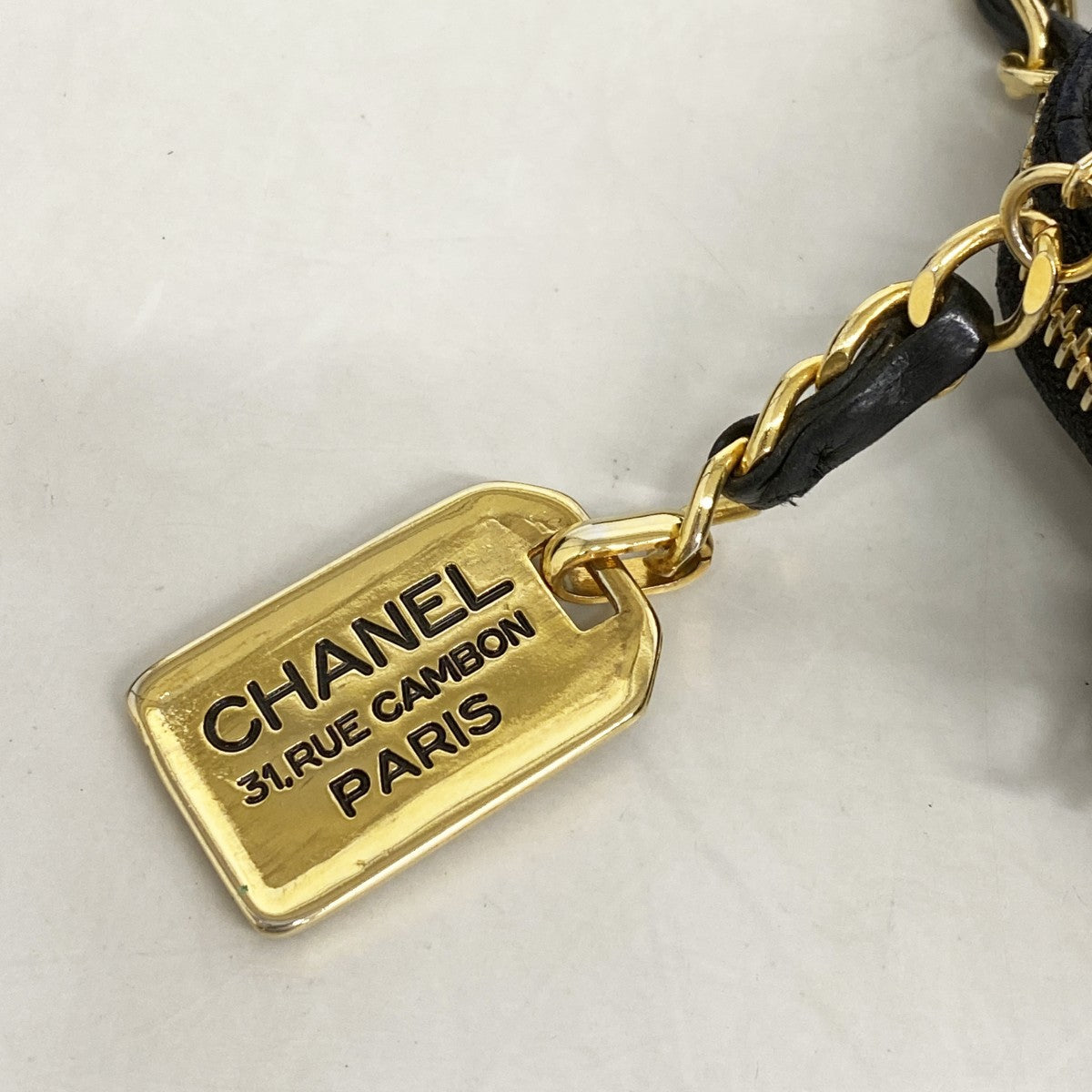 【6fa1233】シャネル ショルダーバッグ マトラッセ チェーンショルダー ラムスキン ブラック ゴールド金具【中古】レディース
