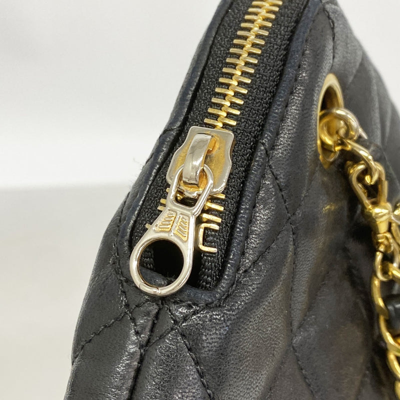 【6fa1233】シャネル ショルダーバッグ マトラッセ チェーンショルダー ラムスキン ブラック ゴールド金具【中古】レディース