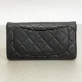 【6fa1234】シャネル 長財布 マトラッセ ラムスキン ブラック シルバー金具【中古】レディース