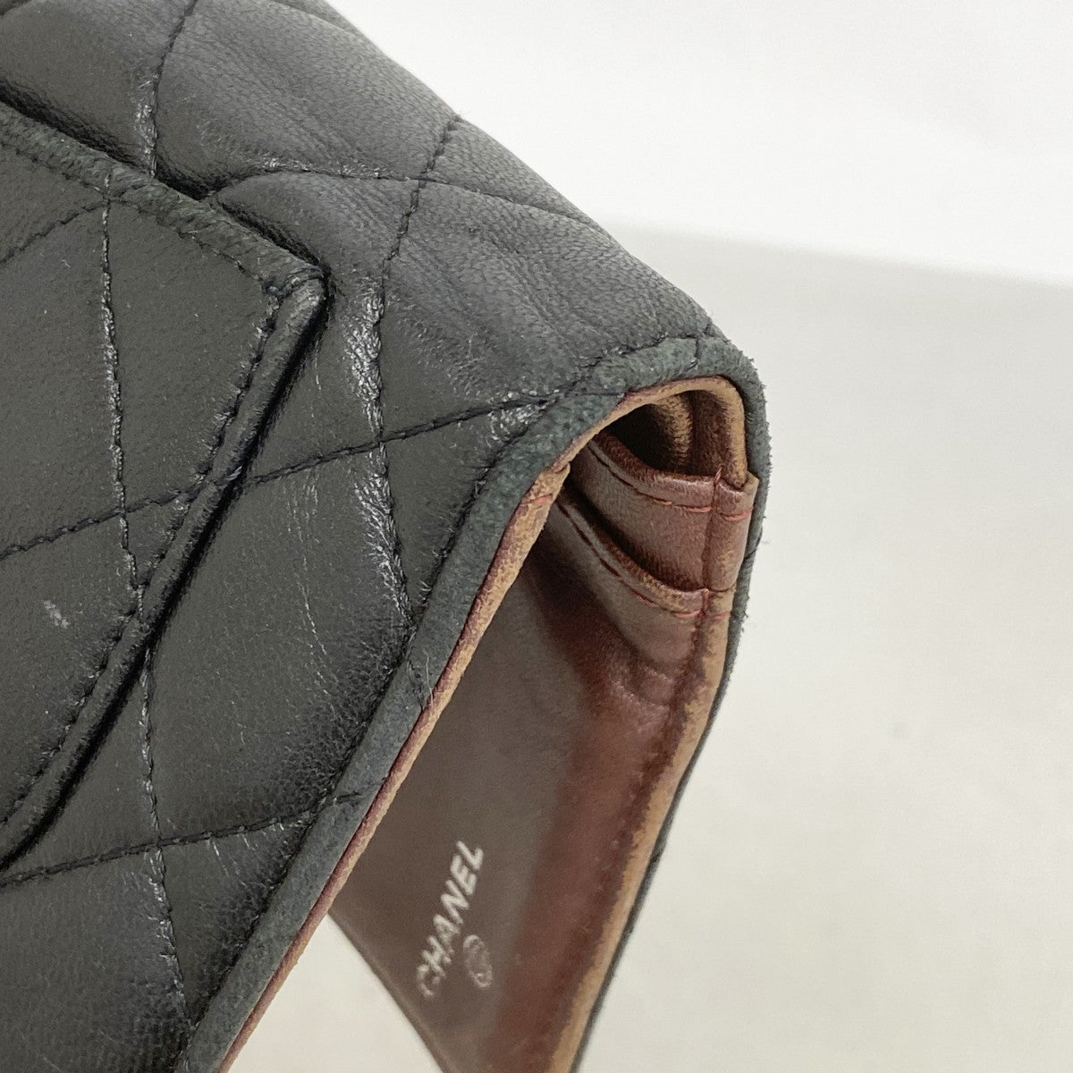 【6fa1234】シャネル 長財布 マトラッセ ラムスキン ブラック シルバー金具【中古】レディース
