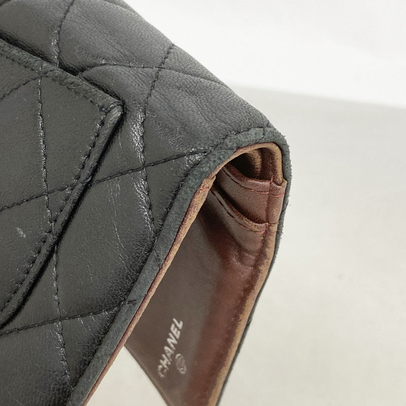 【6fa1234】シャネル 長財布 マトラッセ ラムスキン ブラック シルバー金具【中古】レディース
