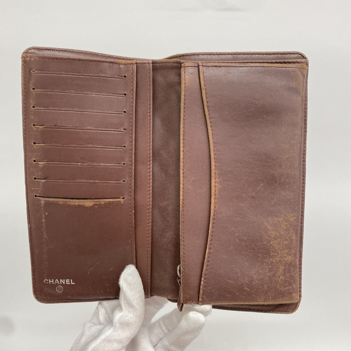 【6fa1234】シャネル 長財布 マトラッセ ラムスキン ブラック シルバー金具【中古】レディース