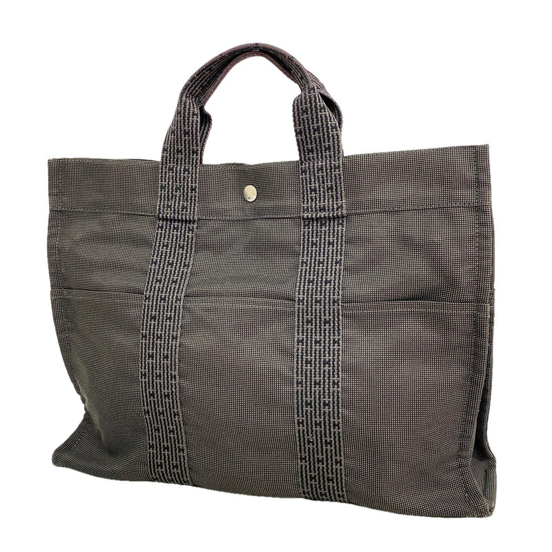 【6fa1241】エルメス トートバッグ エールラインMM キャンバス グレー シルバー金具【中古】メンズ レディース ユニセックス