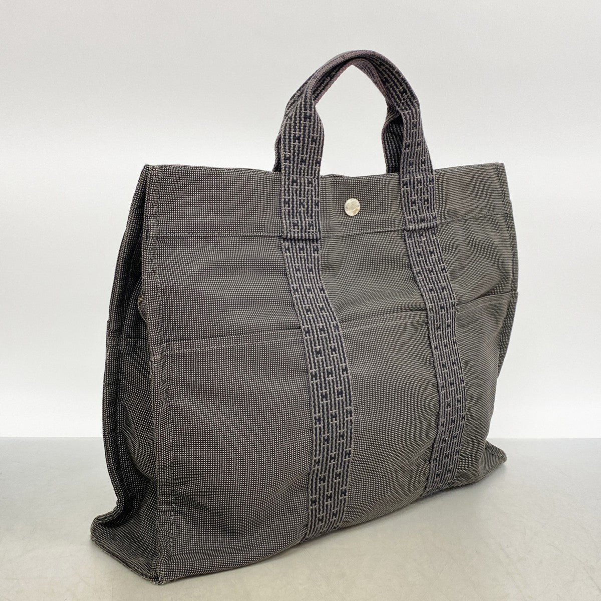 【6fa1241】エルメス トートバッグ エールラインMM キャンバス グレー シルバー金具【中古】メンズ レディース ユニセックス
