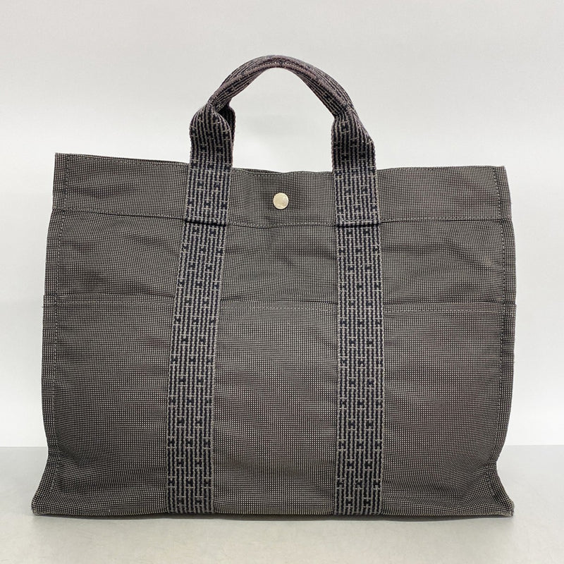 【6fa1241】エルメス トートバッグ エールラインMM キャンバス グレー シルバー金具【中古】メンズ レディース ユニセックス