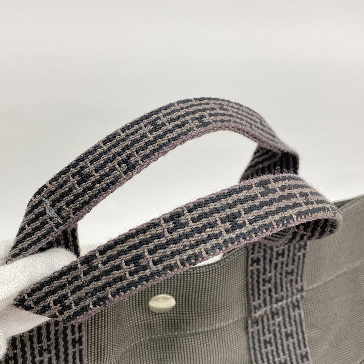 【6fa1241】エルメス トートバッグ エールラインMM キャンバス グレー シルバー金具【中古】メンズ レディース ユニセックス