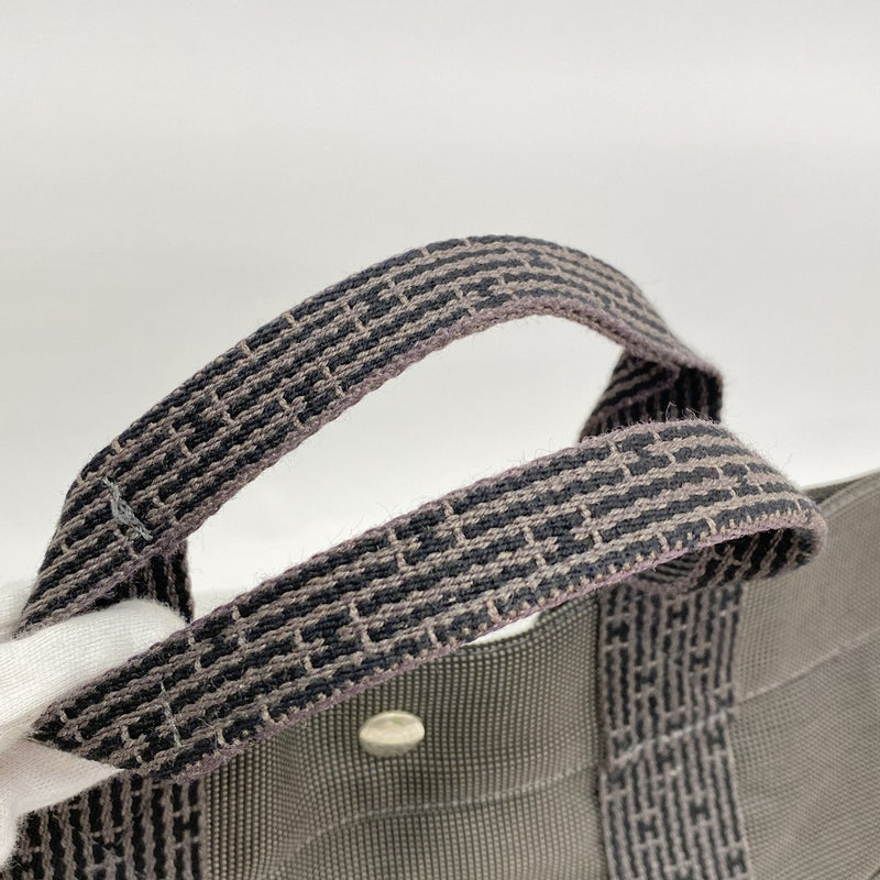 【6fa1241】エルメス トートバッグ エールラインMM キャンバス グレー シルバー金具【中古】メンズ レディース ユニセックス