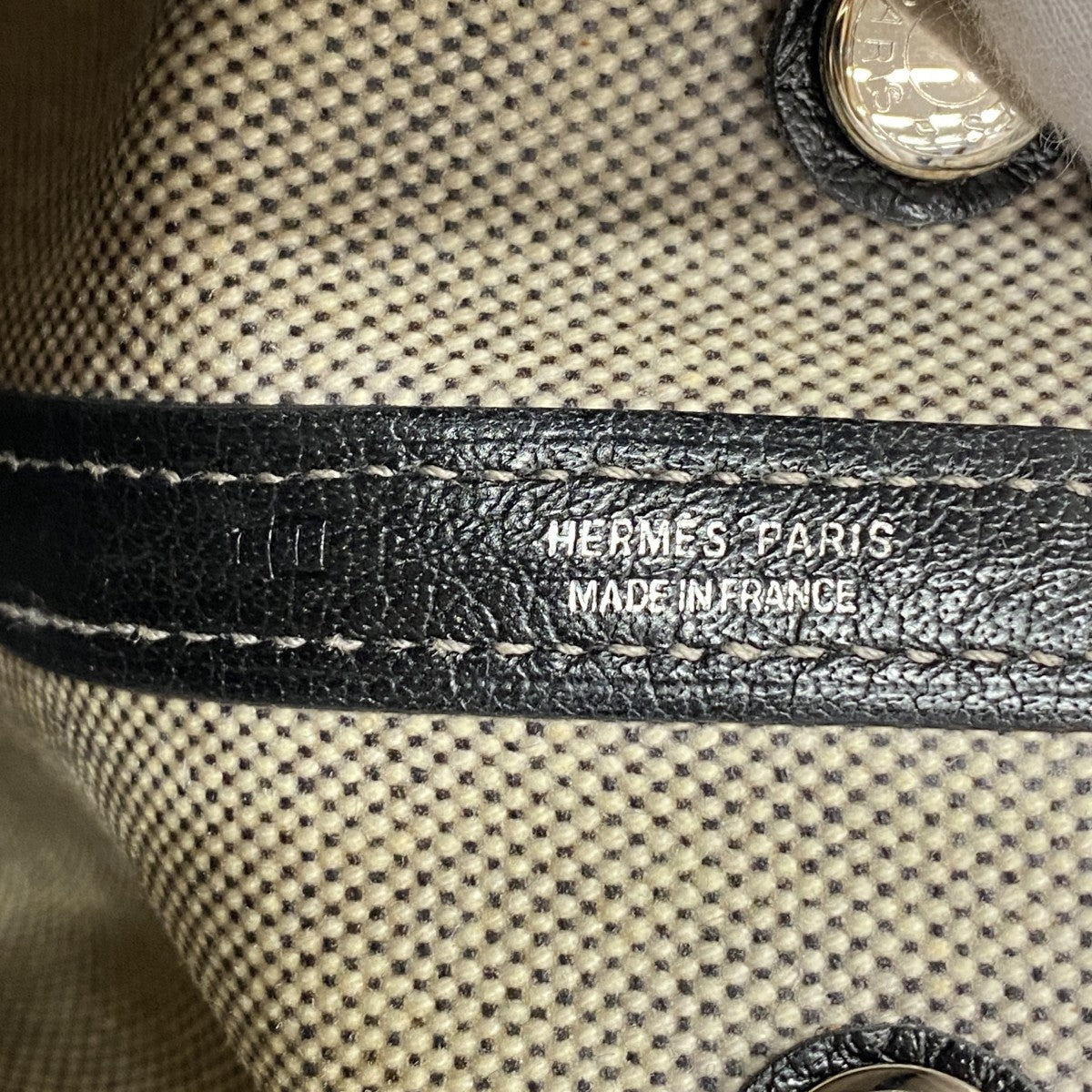 【6fa1242】エルメス トートバッグ ガーデンパーティTPM トワルアッシュ ブラック ベージュ シルバー金具 □I刻印 2wayバッグ【中古】レディース