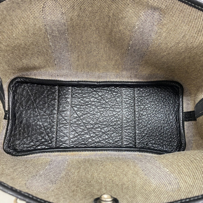 【6fa1242】エルメス トートバッグ ガーデンパーティTPM トワルアッシュ ブラック ベージュ シルバー金具 □I刻印 2wayバッグ【中古】レディース