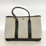 【6fa1242】エルメス トートバッグ ガーデンパーティTPM トワルアッシュ ブラック ベージュ シルバー金具 □I刻印 2wayバッグ【中古】レディース