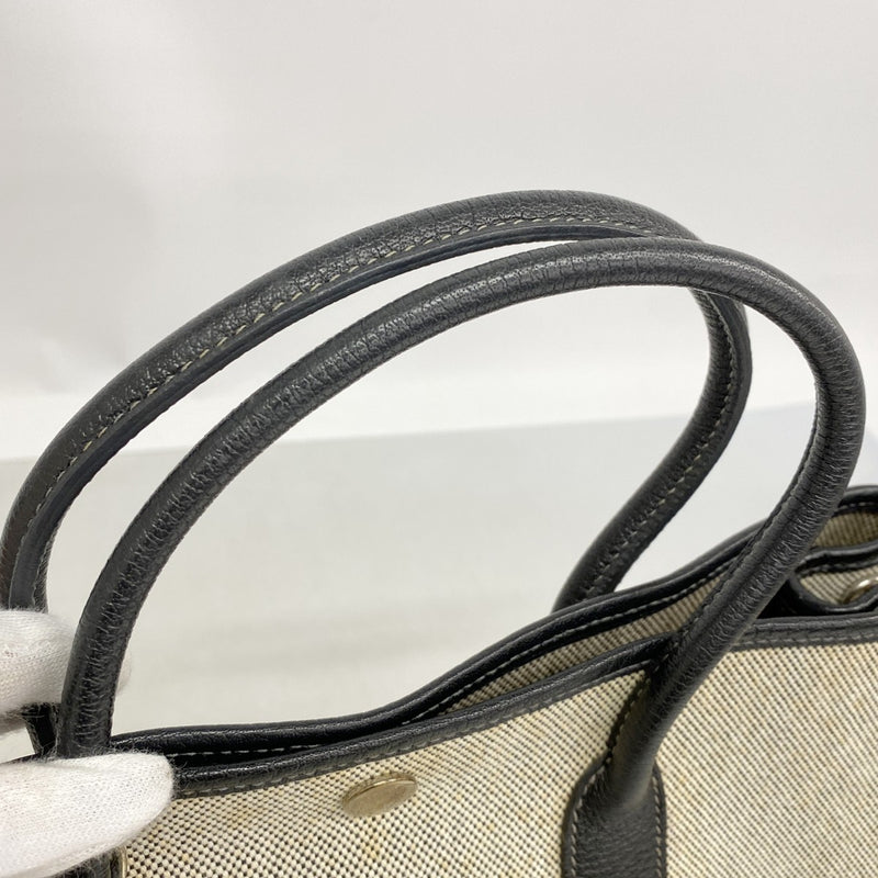 【6fa1242】エルメス トートバッグ ガーデンパーティTPM トワルアッシュ ブラック ベージュ シルバー金具 □I刻印 2wayバッグ【中古】レディース