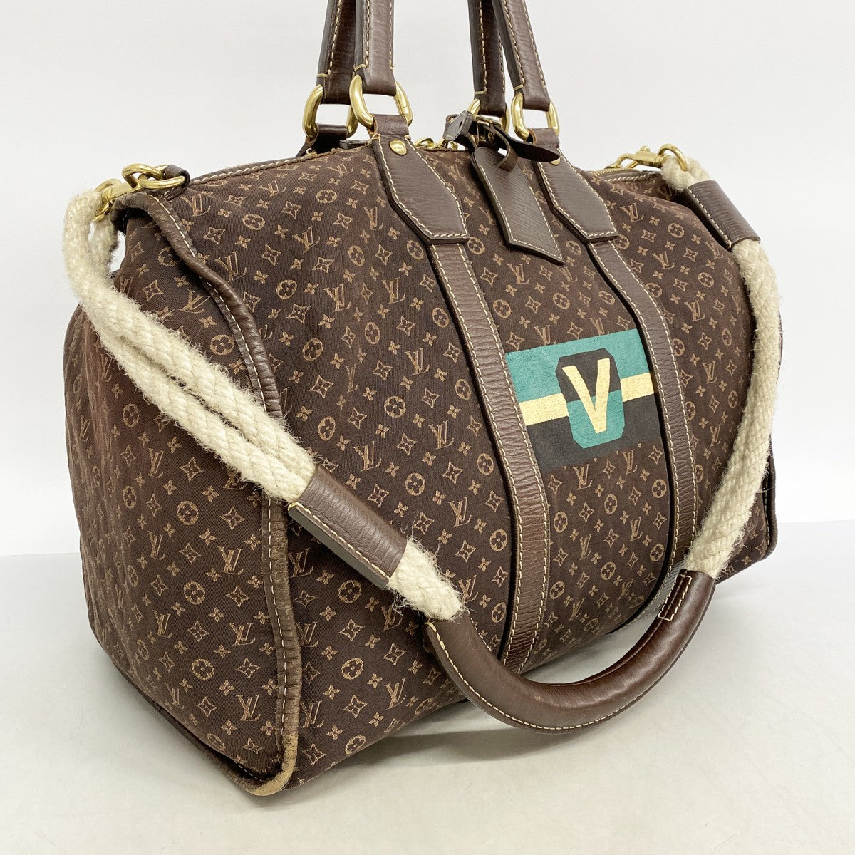【6fa1243】ルイヴィトン ボストンバッグ モノグラム・ミニラン キーポル45 M40019 エベヌ 2wayバッグ【中古】レディース
