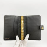【6fa1251】シャネル 手帳カバー レザー ブラック ゴールド金具【中古】レディース