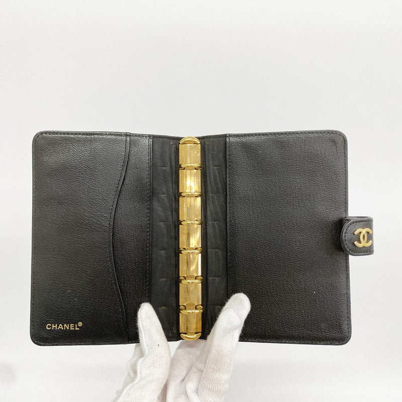 【6fa1251】シャネル 手帳カバー レザー ブラック ゴールド金具【中古】レディース