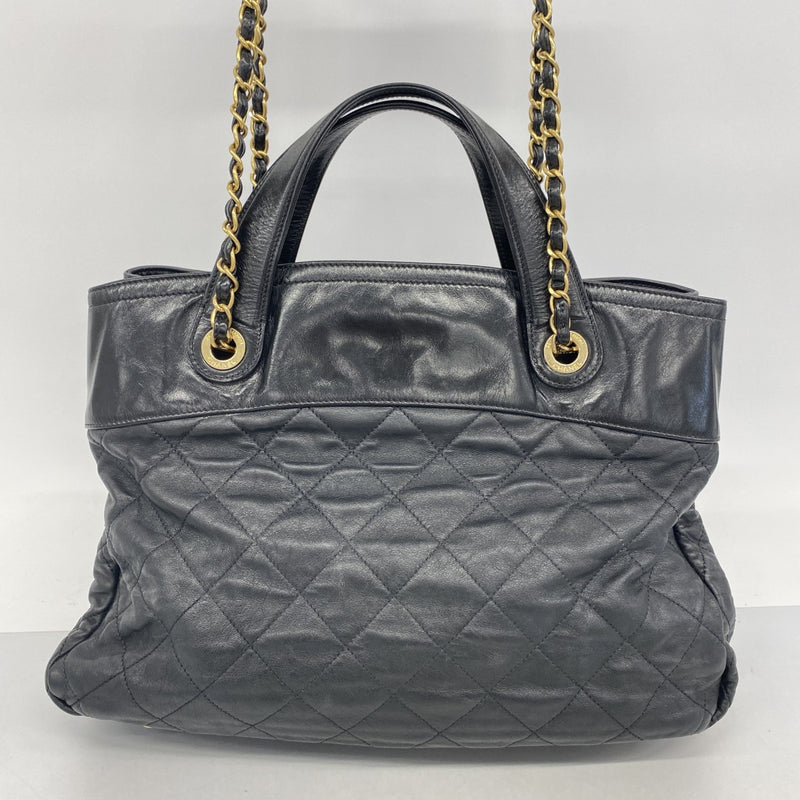【6fa1261-k】シャネル ハンドバッグ マトラッセ チェーンショルダー インザミックス レザー ブラック ゴールド金具 2wayバッグ【中古】レディース