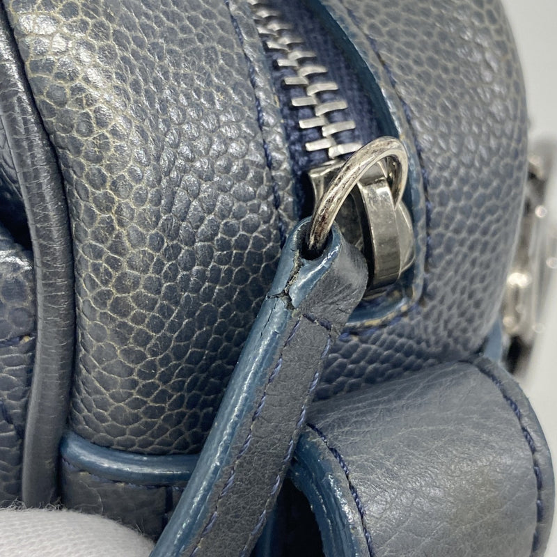 【6fa1262-k】シャネル ショルダーバッグ マトラッセ チェーンショルダー キャビアスキン ネイビー シルバー金具【中古】レディース