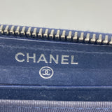 【6fa1264-k】シャネル コインケース マトラッセ パテントレザー ネイビー シルバー金具【中古】レディース