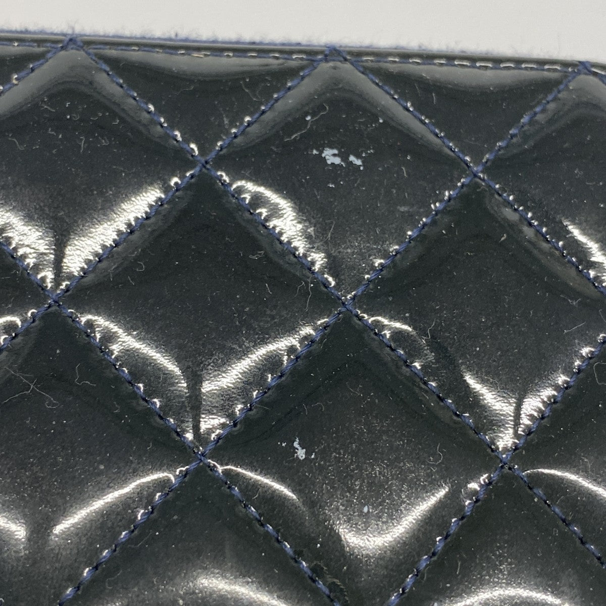 【6fa1264-k】シャネル コインケース マトラッセ パテントレザー ネイビー シルバー金具【中古】レディース
