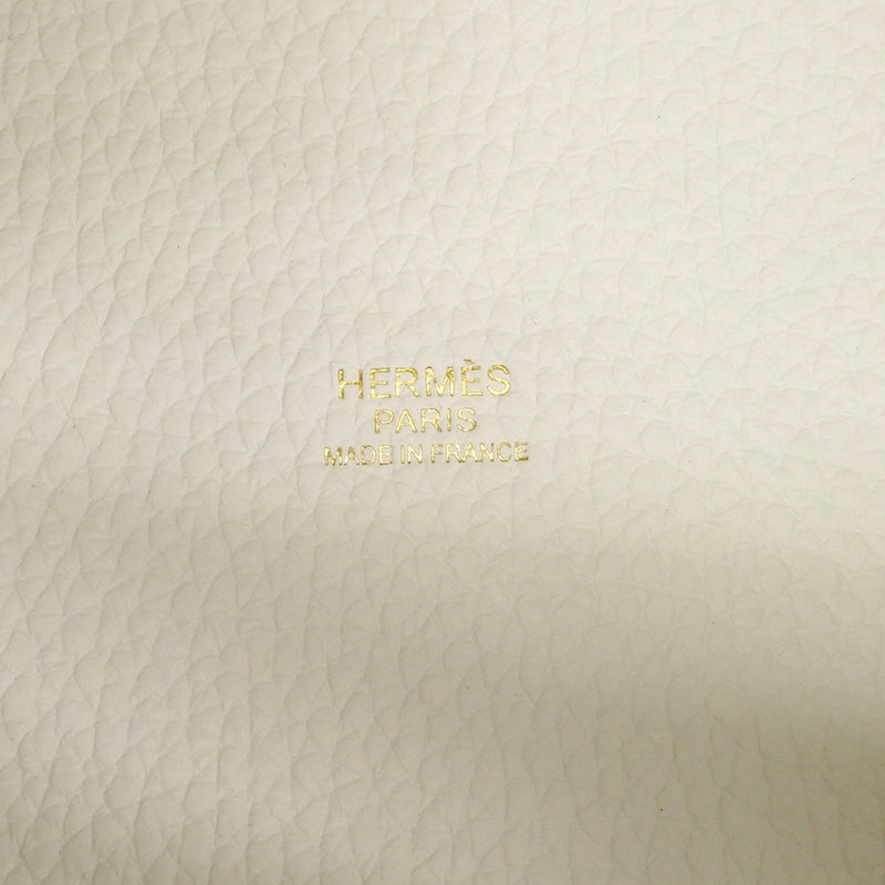 【6fa1272】エルメス ハンドバッグ ピコタンロックPM トリヨンクレマンス ホワイト ゴールド金具 W刻印【中古】レディース