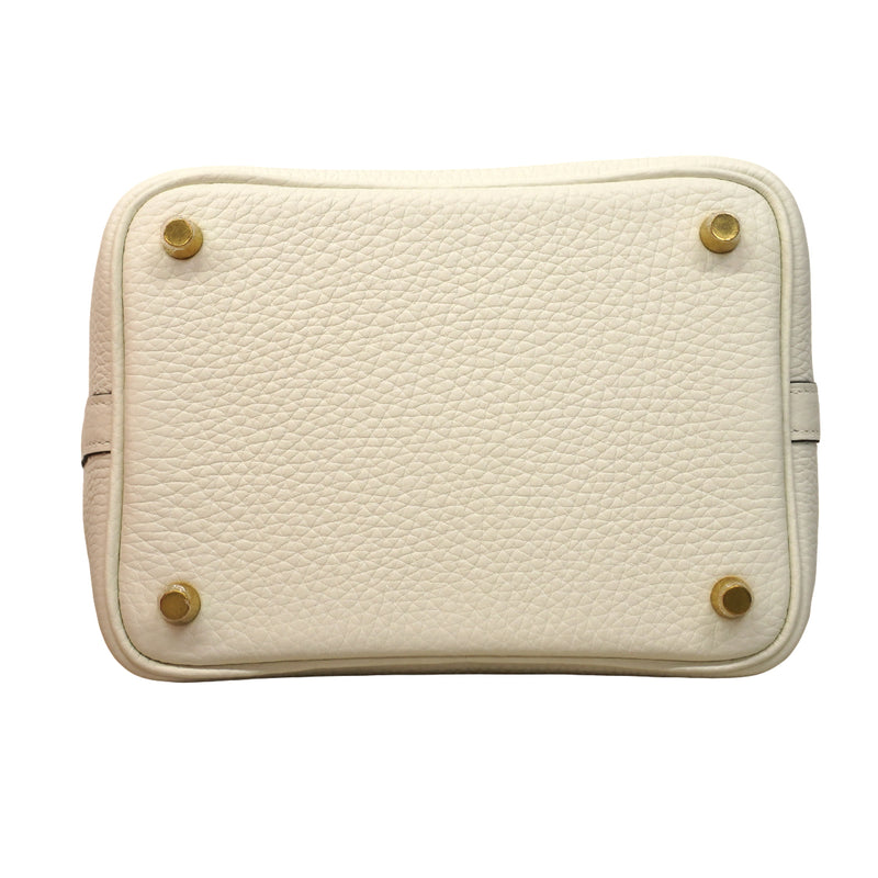 【6fa1272】エルメス ハンドバッグ ピコタンロックPM トリヨンクレマンス ホワイト ゴールド金具 W刻印【中古】レディース