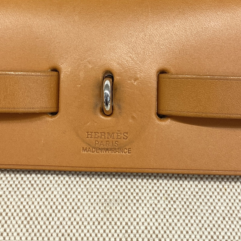【6fa1278】エルメス ハンドバッグ エールバックPM トワルアッシュ ナチュラル シルバー金具 □E刻印【中古】レディース