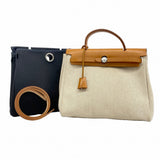 【6fa1278】エルメス ハンドバッグ エールバックPM トワルアッシュ ナチュラル シルバー金具 □E刻印【中古】レディース