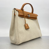 【6fa1278】エルメス ハンドバッグ エールバックPM トワルアッシュ ナチュラル シルバー金具 □E刻印【中古】レディース